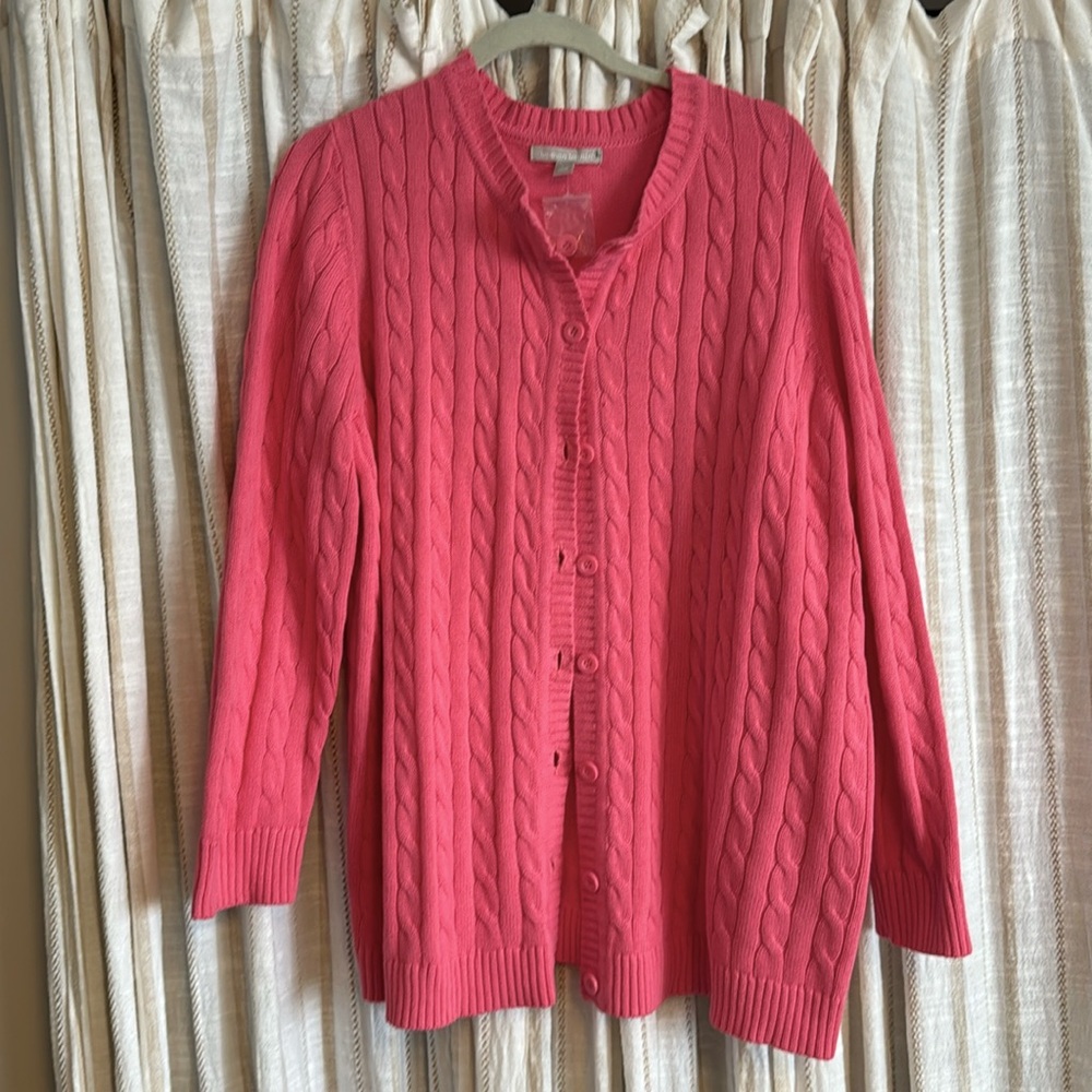 Woman Within 18/20 Pink Cable Knit Sweater